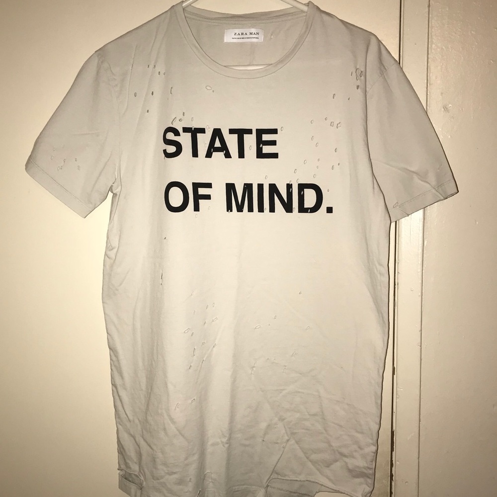 Zara ‘’State of Mind’’ Distressed T-Shirt